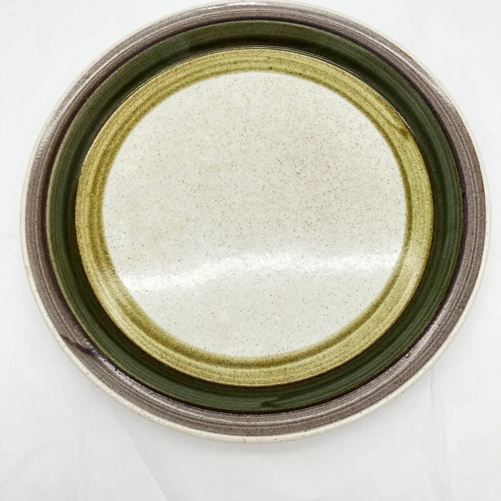 Shannon Dinner Plate Aran Stone Rheinstone 10.5in Green Brown Vintage Ireland